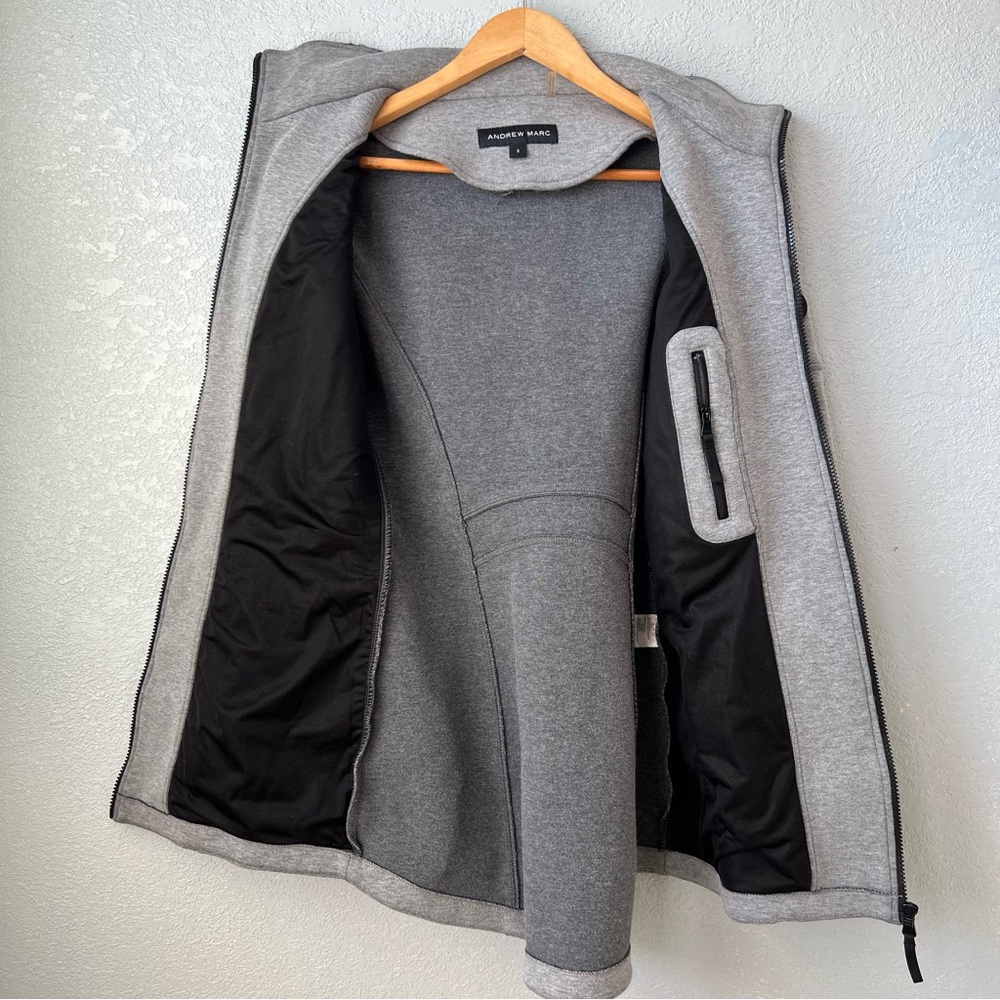Andrew Marc Gray Hooded Tech Jacket Women’s Small Modern Urban Coat - Picture 4 of 7